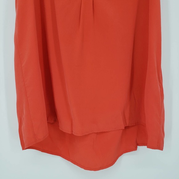 Joie Silk Blouse Sleeveless Aruna Top Split V Neck High‎ Low Hem Orange Work - Picture 8 of 9